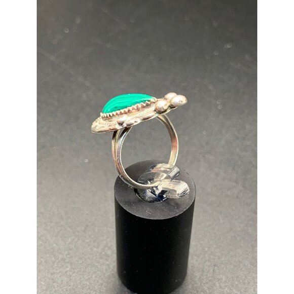 Navajo Malachite Ring Size 6 Sterling Silver Elongated Teardrop Stone Raindrops - Picture 5 of 9